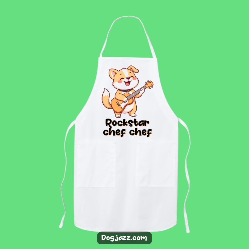 Funny Dog Chef Apron: Cheerful Guitar Player Kitchen Gift