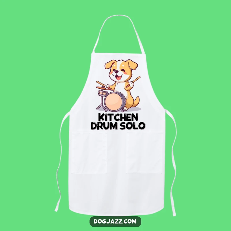 Funny Dog Drummer Apron: Cook Up a Storm with Rock 'n' Roll Flair