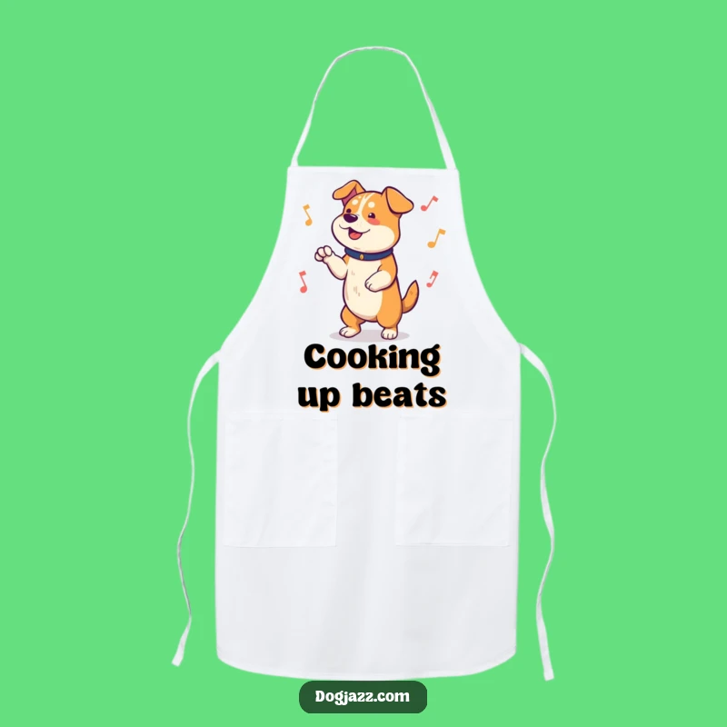 Funny Dog Tapping Paws Apron: Musical Kitchen Wear for a Fun Gift