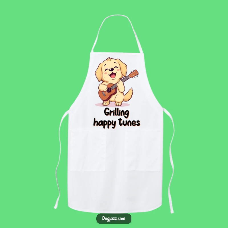 Funny Golden Retriever Ukulele Apron: Playful Kitchen Wear for the Happy Cook