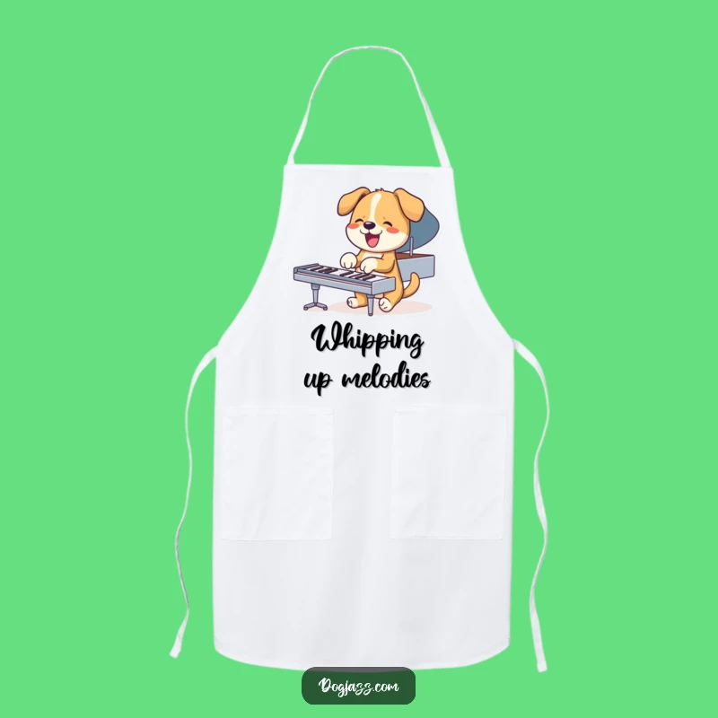 Funny Piano Dog Apron: Energetic Kitchen Wear for Musical Cooks