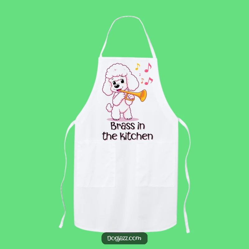 Funny Poodle Trumpet Apron: Chic Kitchen Wear for Musical Cooks