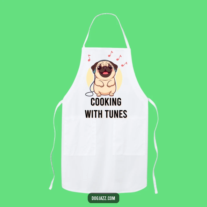 Funny Pug Jazz Chef Apron: Cook to the Sound of Imaginary Music