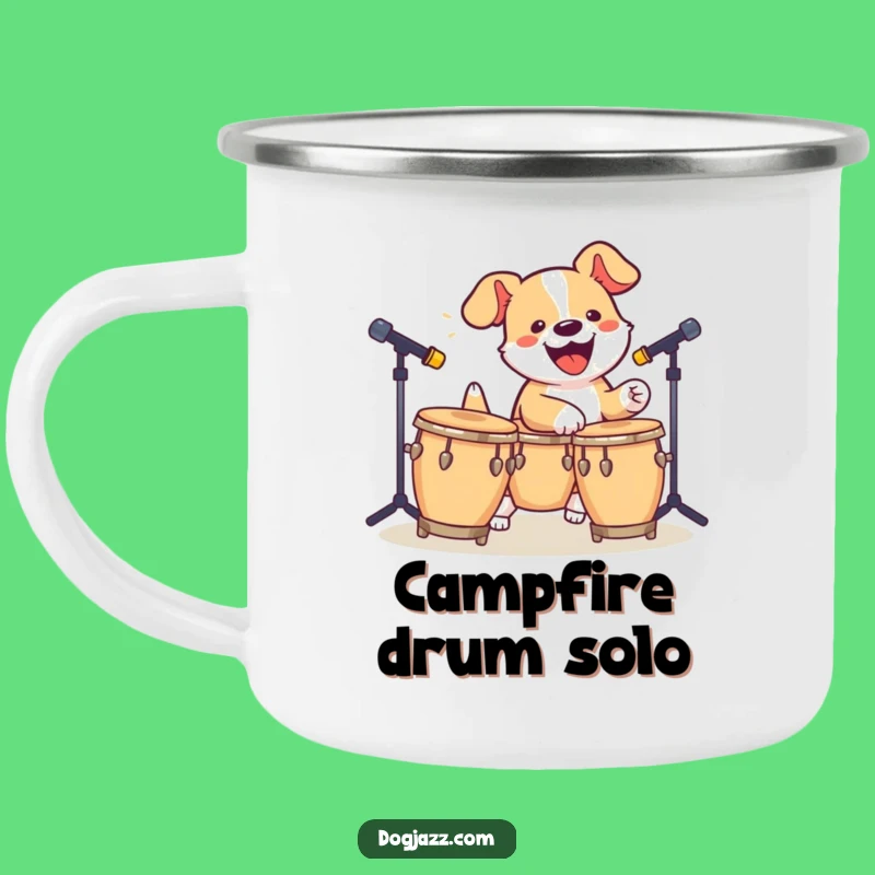 Durable Funny Dog Bongo Camping Mug - Outdoor Music Lover's Companion!