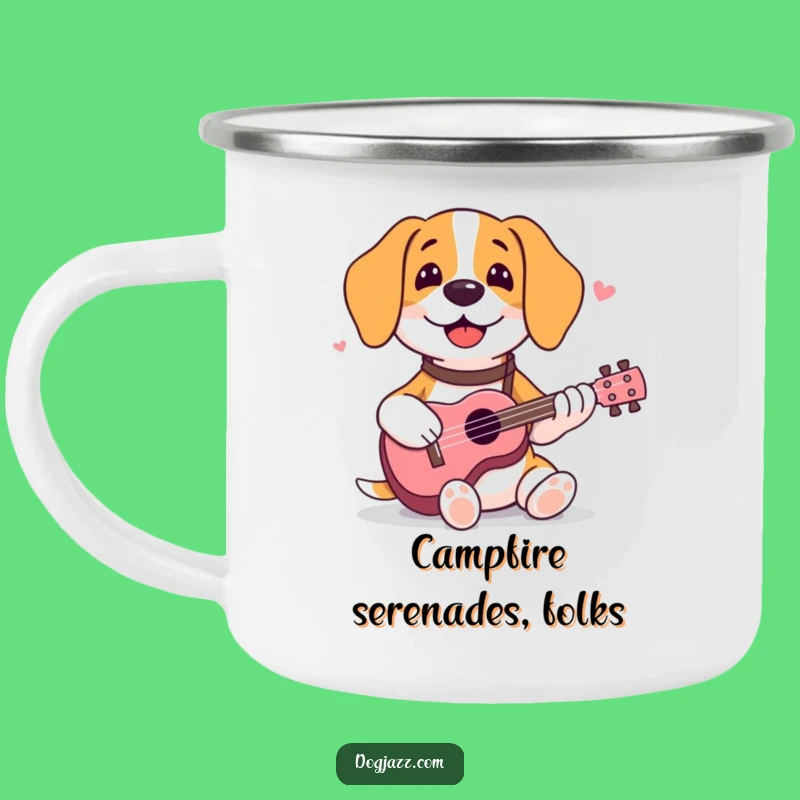 Funny Beagle Ukulele Camping Mug - Happy Dog for Outdoorsy Melodies