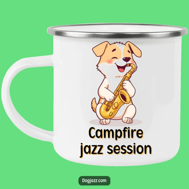 Funny Dog Sax Camping Mug: Hilarious Outdoor Music Gift for Adventurers