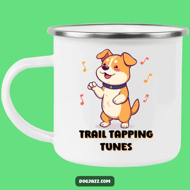 Funny Dog Tapping Paws Camping Mug: Outdoor Music Fun Gift for Hikers