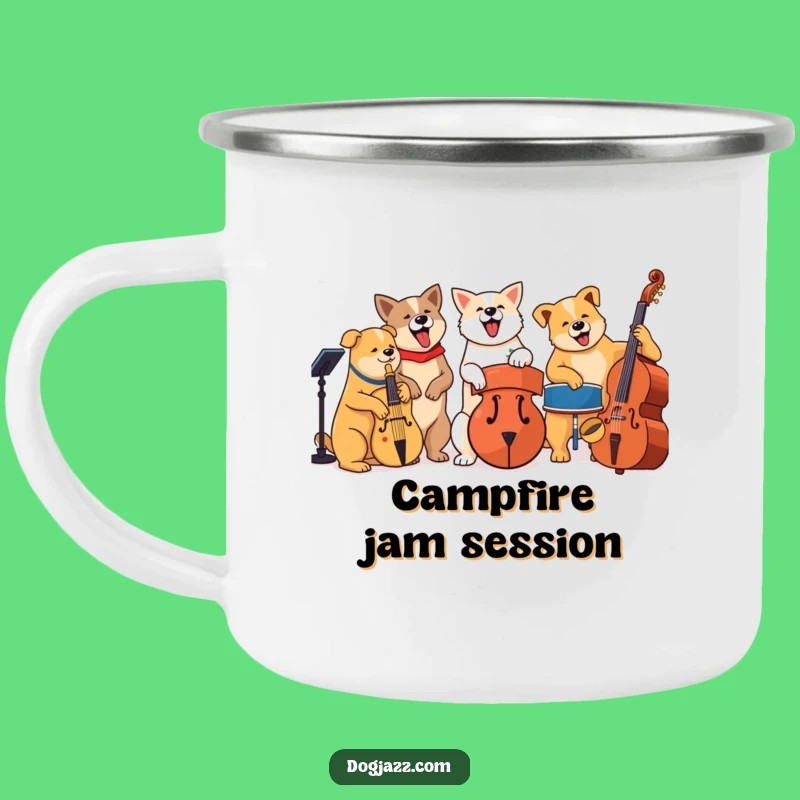 Funny Jazz Dog Band Camping Mug: Durable & Cool Canine Music Drinkware