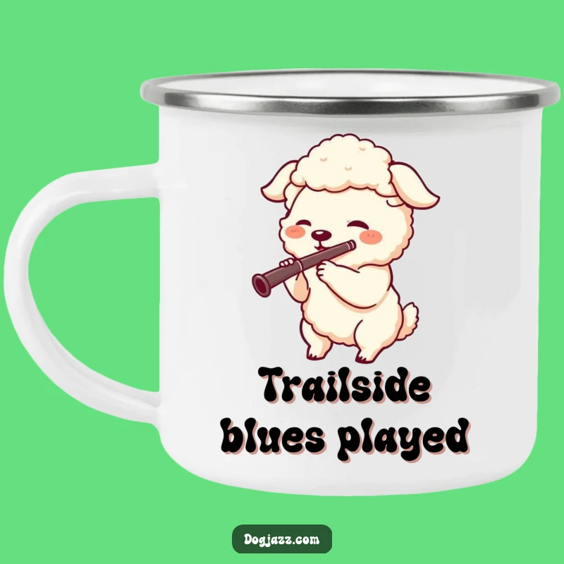 Funny Sheepdog Clarinet Camping Mug: Music and Adventure Combined
