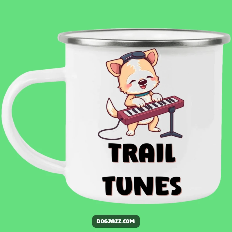 Funny Terrier Keyboard Camping Mug - Musical Adventures with this Jamming Pup!