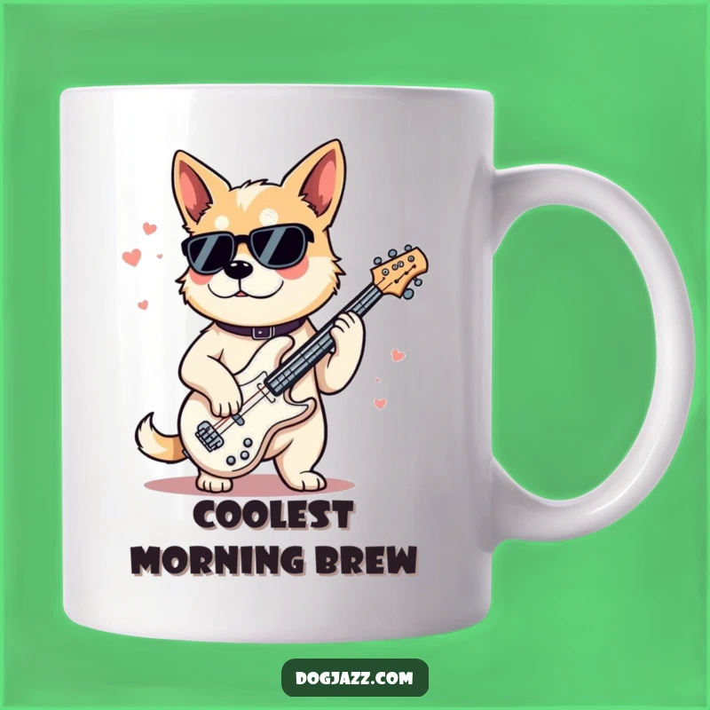 Funny Jazz Bass Dog Mug: Cool Canine Musician Gift for Jazz Lovers