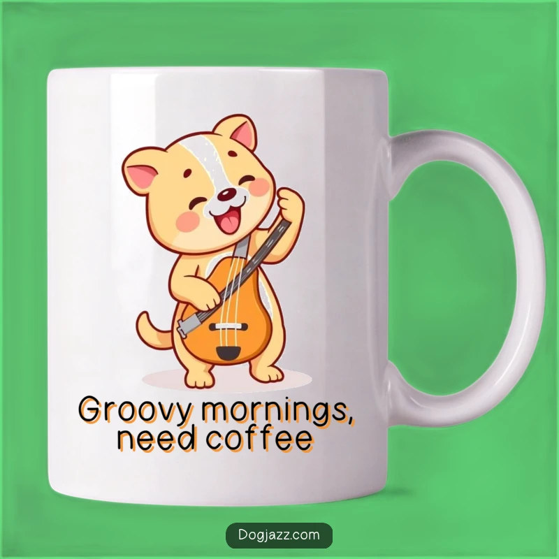 Funny Dog Bass Player Mug: A Groovy Canine's Rhythmic Gift for Music Lovers