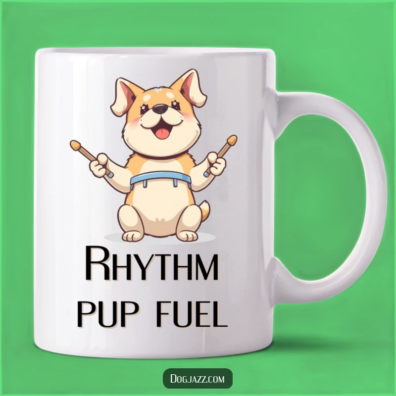 Funny Dog Drummer Mug: Hilarious Music Gift for Enthusiastic Pet Owners