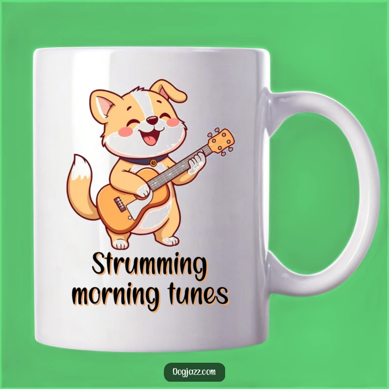 Funny Dog Guitar Mug: Cheerful Pooch Strumming Gift for Musicians