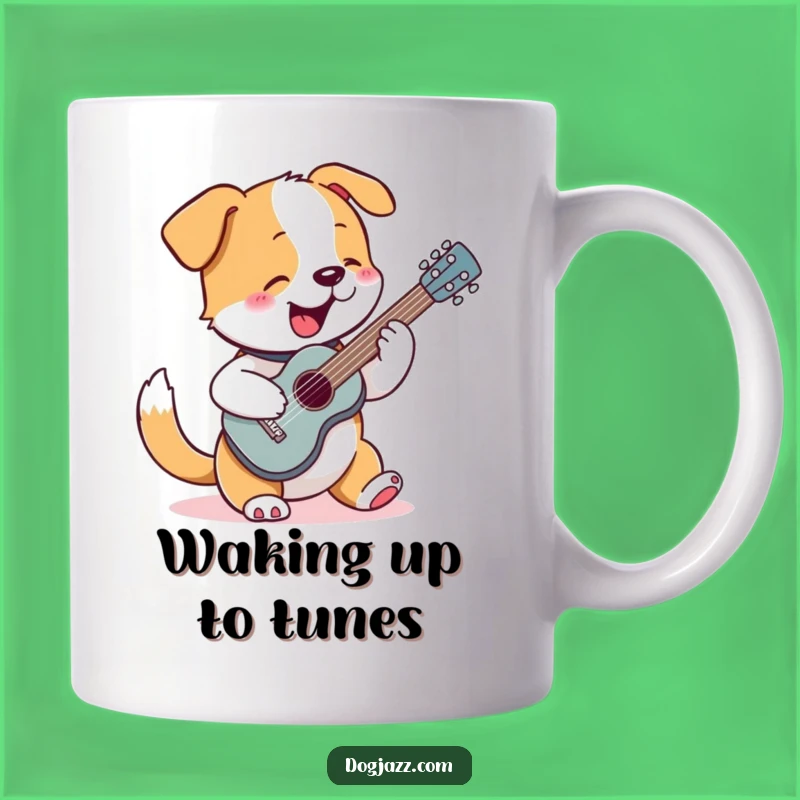 Funny Dog Guitar Mug: Rocking Pup Strumming, Music Lover Gift Mug