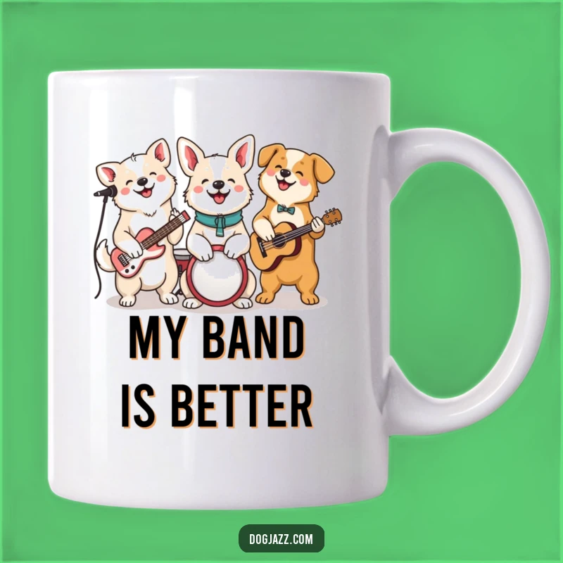 Funny Dog Jam Session Mug: A Hilarious Canine Band's Cheerful Musical Gift!
