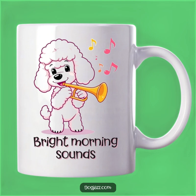 Funny Poodle Trumpet Mug: Joyful Brass Playing Canine Gift for Music Lovers