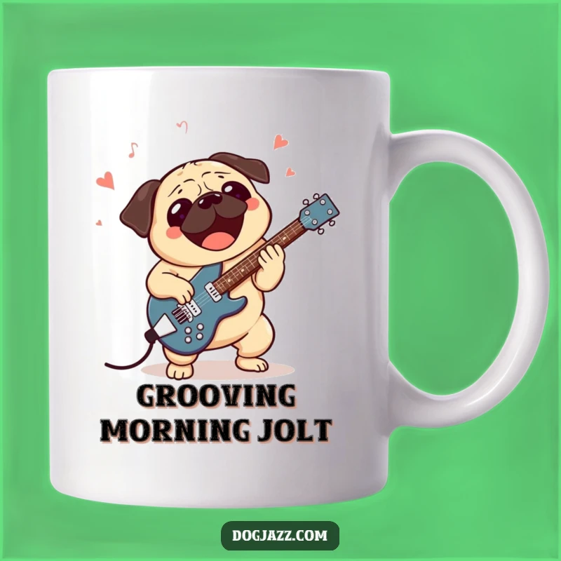 Funny Pug Jazz Guitar Mug: Rock Out with Musical Paws for a Great Gift