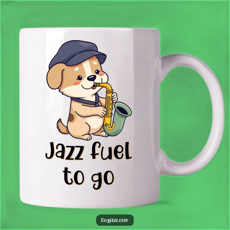 Funny Dog Saxophone Mug: Jazzy Pooch in Beret, a Perfect Funny Gift for Music Lovers
