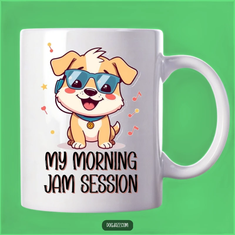 Funny Dog Music Lover Mug - Cheerful Character Bopping to Groovy Beat, Perfect Gift!