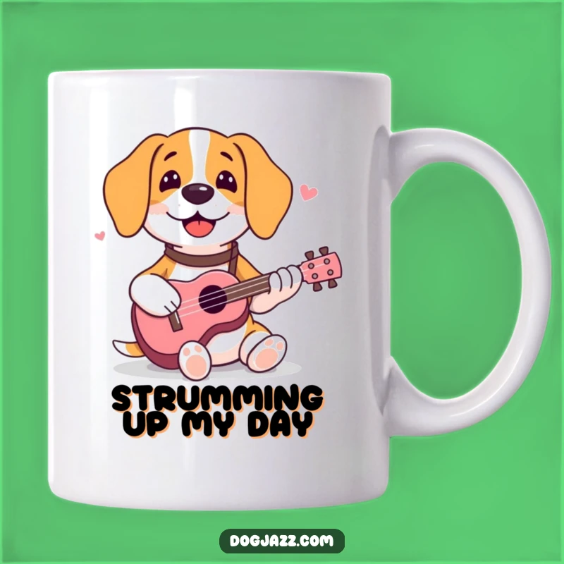 Funny Beagle Ukulele Mug - Happy Strummer Dog for a Hilarious Gift