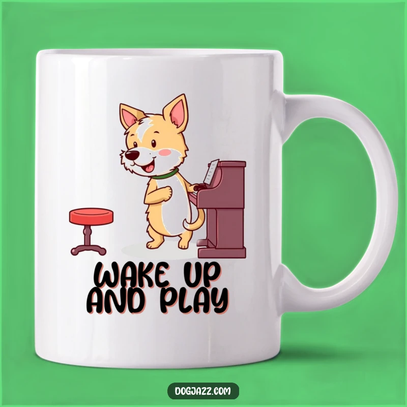 Funny Terrier Piano Mug: Energetic Canine Composer Gift for Lively Mornings