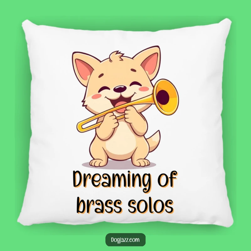 Comfy Funny Dog Trombone Player Pillow: Musical Accent Pillow, Perfect Funny Gift