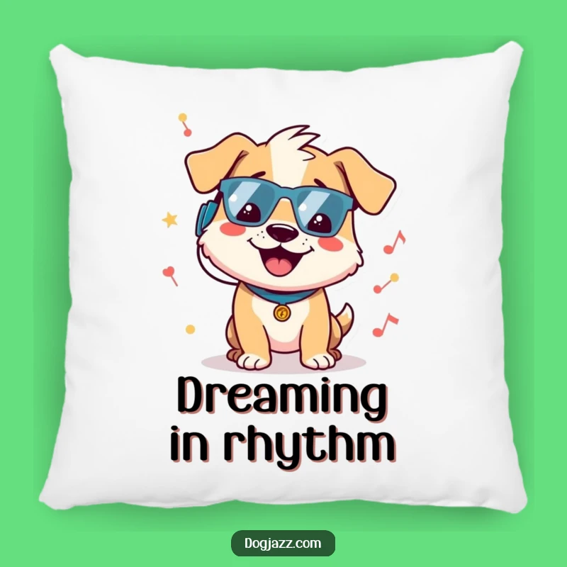 Funny Dog Music Pillow - Cozy Cheerful Character Grooving, Comfy Couch Accent Gift!