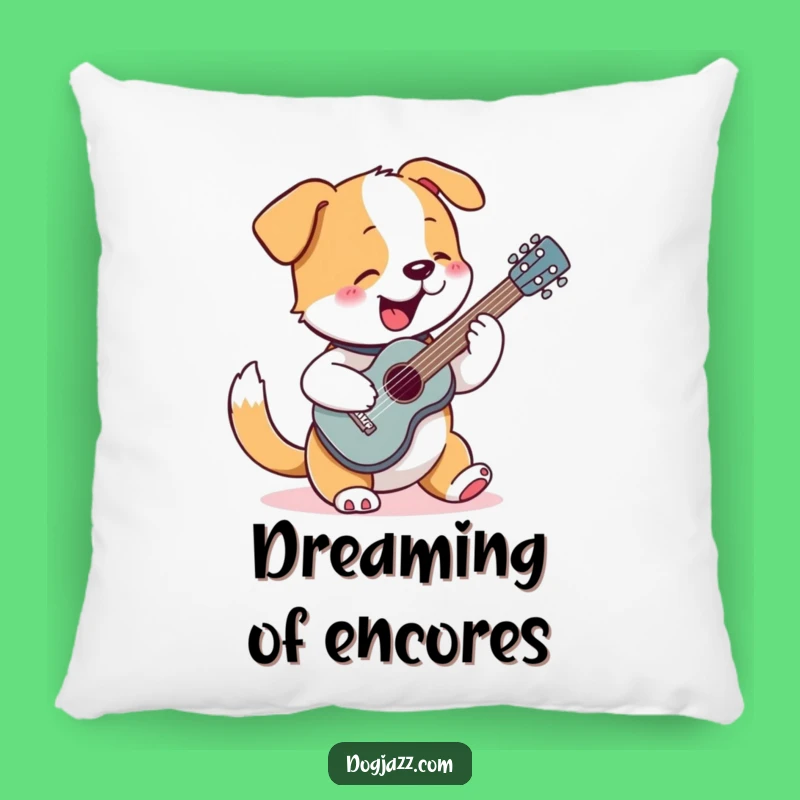 Funny Dog Guitar Pillow: Rocking Pup Strumming, Cozy Music Decor