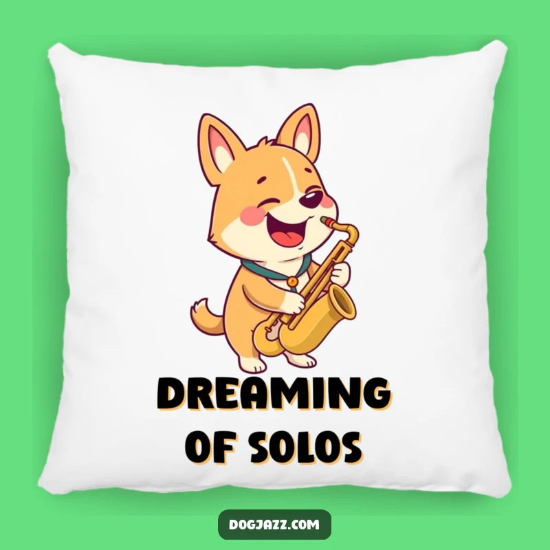 Funny Dog Comfort Pillow: Happy Saxophone Player Decor Gift