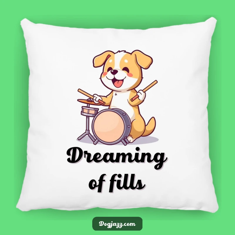 Funny Dog Drummer Pillow: Comfy Cushion for Rhythm Lovers and Dog Fans