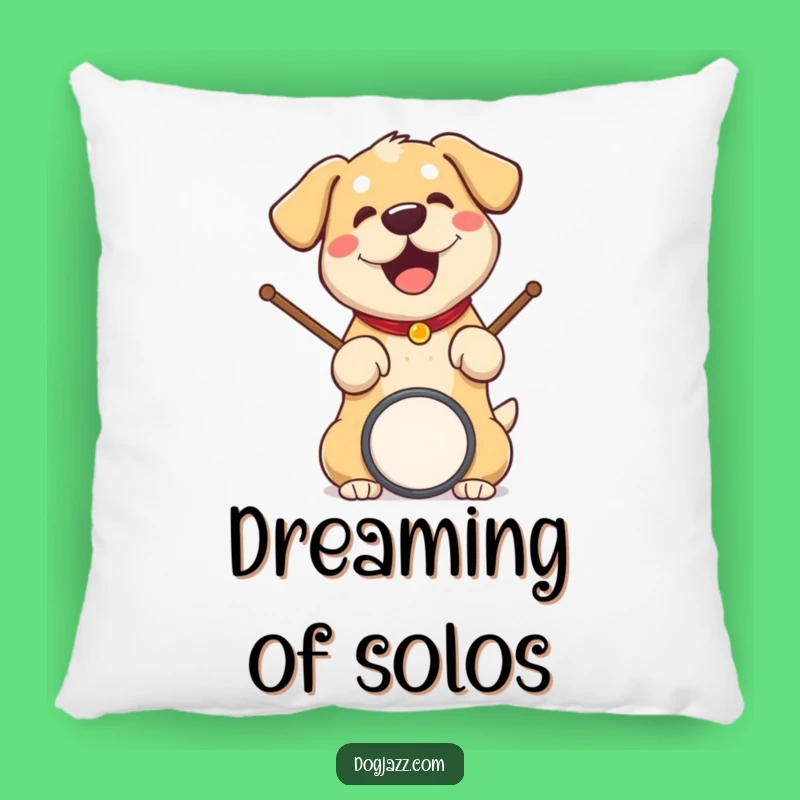 Funny Dog Drummer Pillow; Snuggle Up With This Hilarious Music Fan Comfort Gift