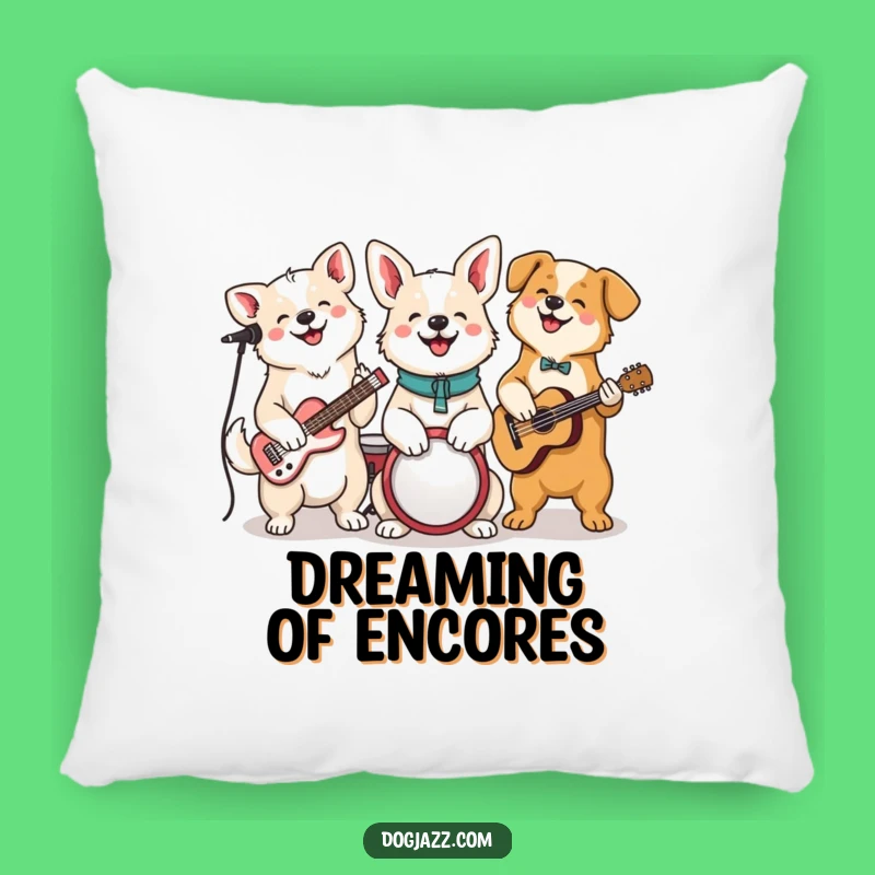 Funny Dog Jam Session Pillow: Snuggle with This Cheerful Canine Band's Comfort!