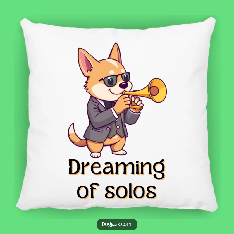 Funny Dog Trumpet Pillow: Cozy Jazz Comfort, a Chic Funny Gift