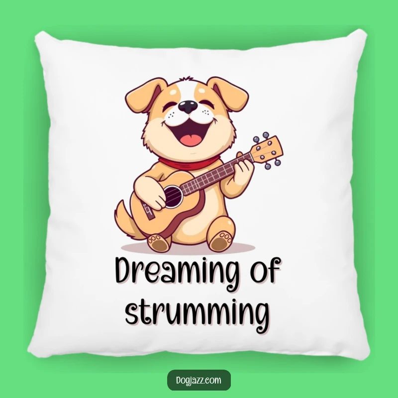 Funny Dog Ukulele Pillow: Soft Cushion with a Musical Canine for Cozy Comfort