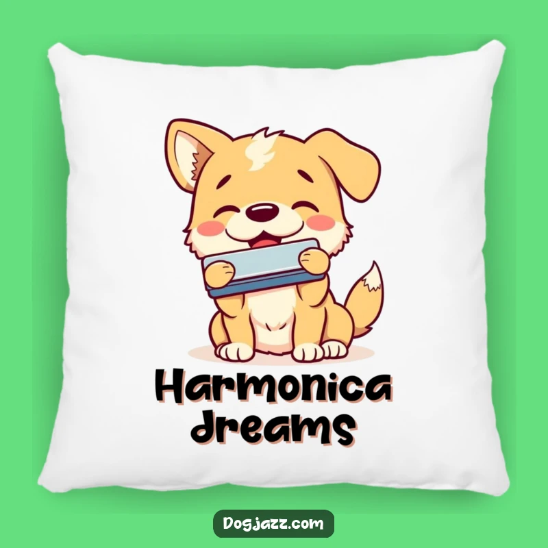 Funny Dog Harmonica Pillow - Cozy Smiling Pup Decor Gift