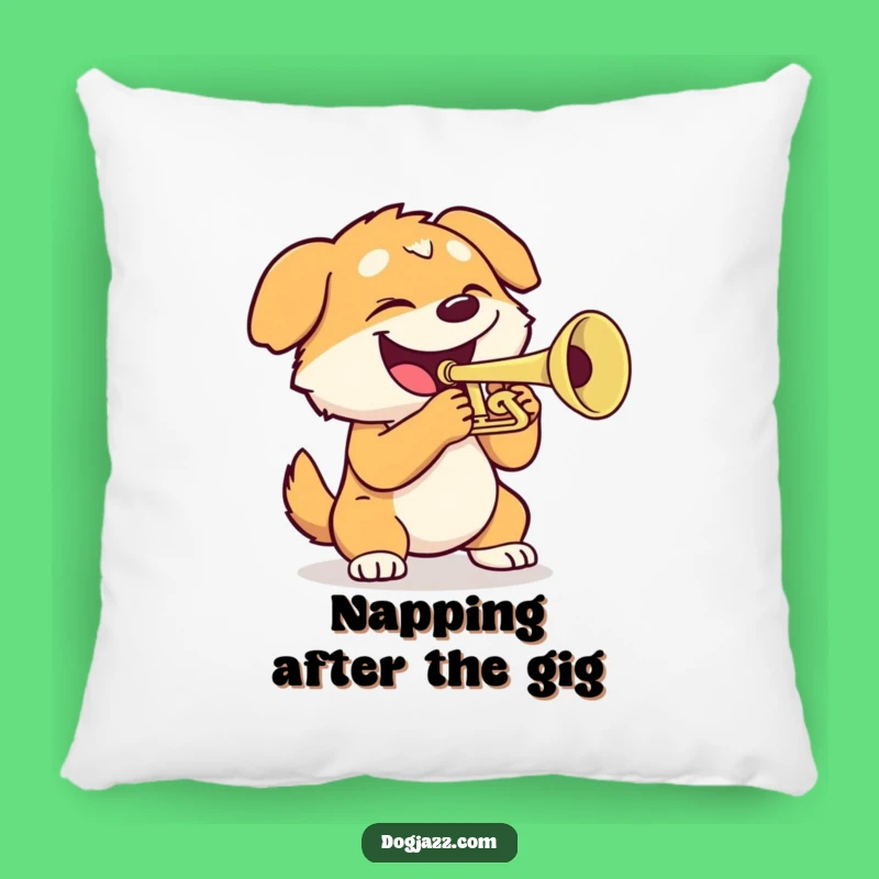 Funny Dog Trumpet Pillow: Soft Cushion for Brass Enthusiasts and Dog Fans