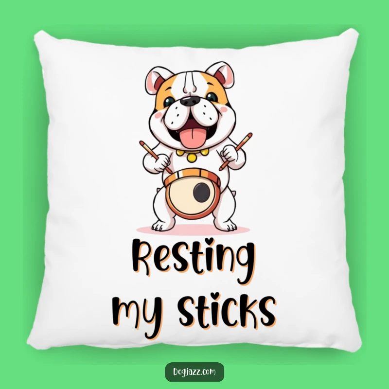 Funny Bulldog Drummer Pillow: Cozy Comfort with a Rock 'n' Roll Attitude
