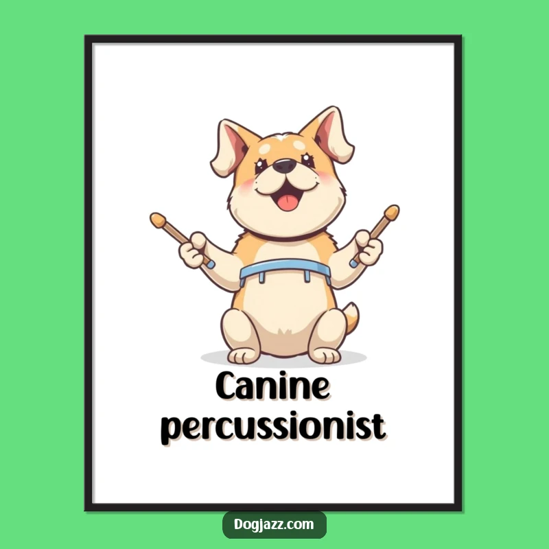 Funny Dog Drummer Digital Art Print: Hilarious Instant Art for Music Fans