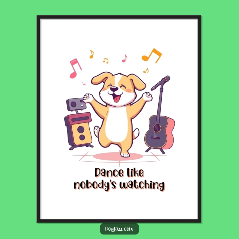 Funny Jazzy Dog Digital Art - Hilarious Printable Wall Decor for Music Fans