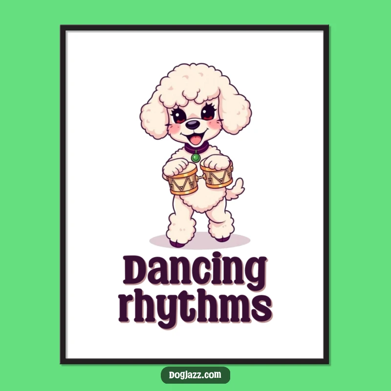 Funny Poodle Bongo Dance Digital Art: Instant Joy for Your Walls