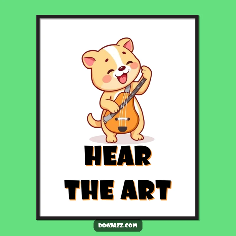 Funny Dog Bass Player Digital Art Print: Decorate with This Rhythmic Canine's Vibey Wall Art