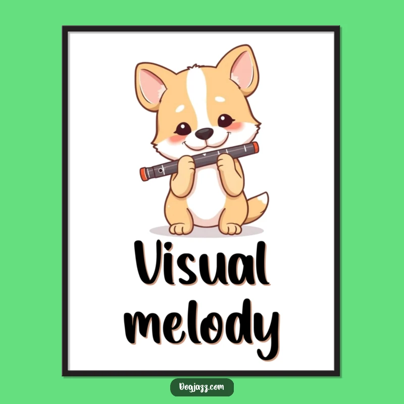 Funny Dog Clarinet Player Digital Art Print: Decorate with This Sophisticated Canine's Music Art