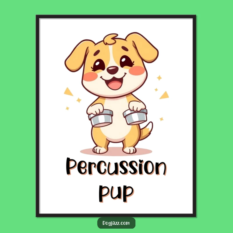 Funny Dog Cymbals Digital Art - Instant Download of Energetic Pup Art!