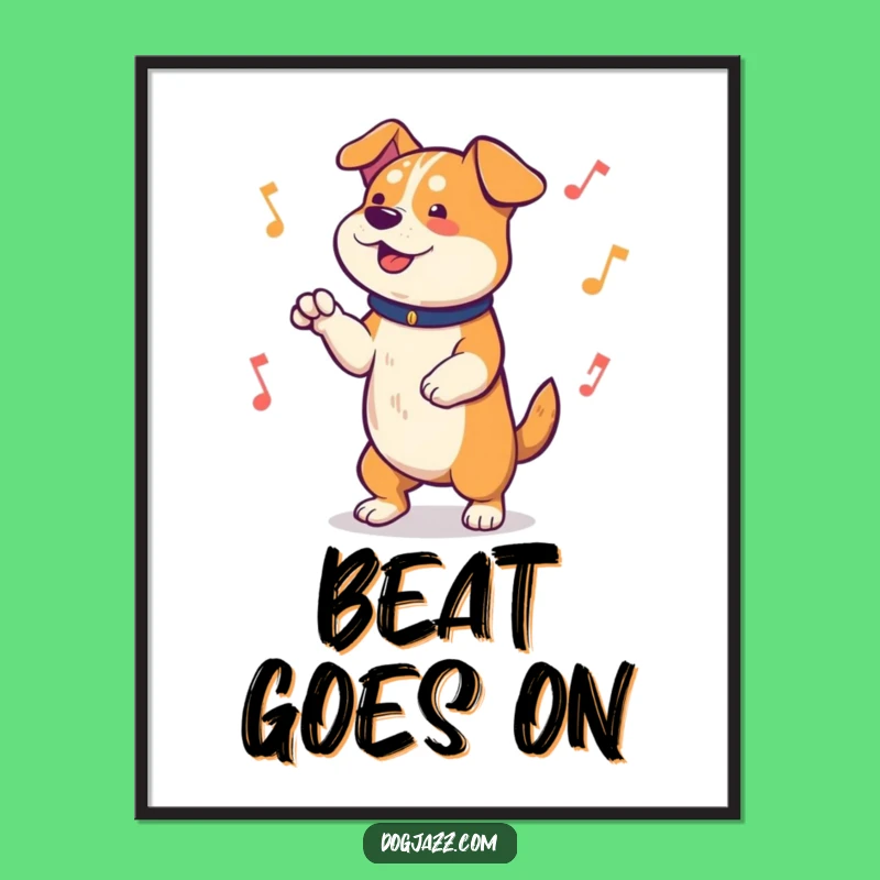 Funny Dog Tapping Paws Digital Art: Lively Music Wall Decor Gift