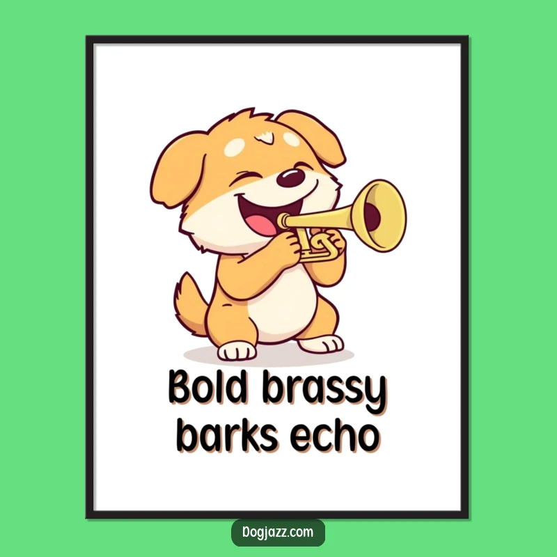 Funny Dog Trumpet Digital Art: Instant Download for Lively Wall Decor
