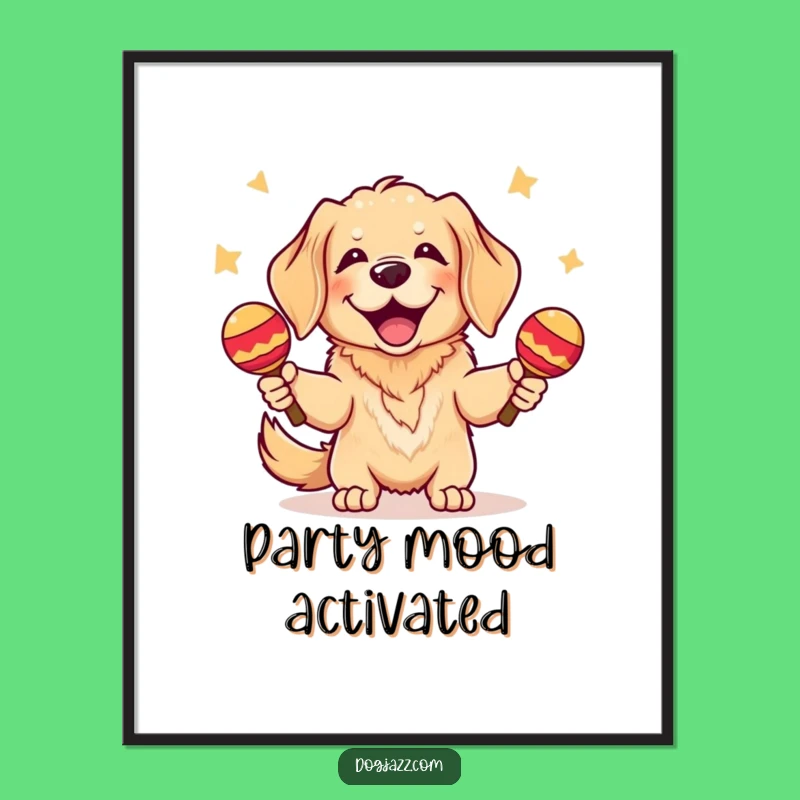 Funny Golden Retriever Maraca Digital Art - Instant Joyful Dog Decor