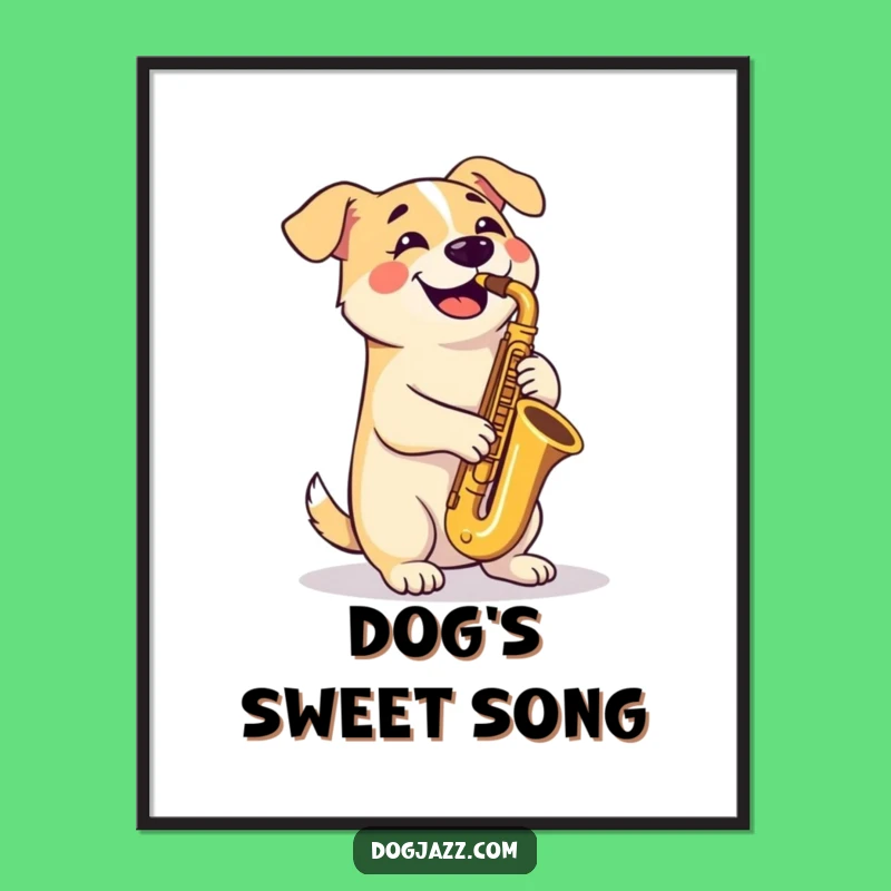 Funny Saxophone Dog Digital Print: Instant Canine Jazz Wall Art - Gift!