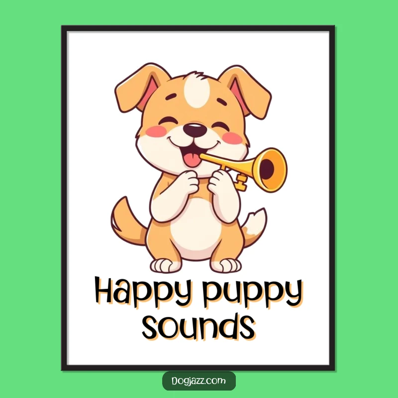 Funny Trumpet Dog Digital Art: Instant Musical Decor for Dog Lovers