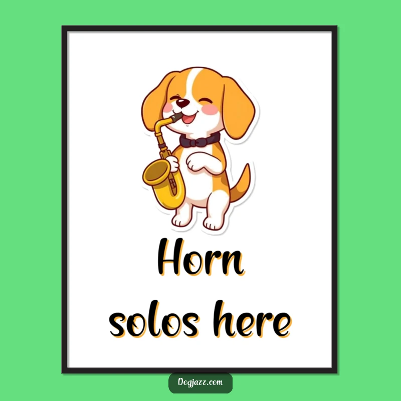 Funny Beagle Saxophone Digital Art: Instant Joyful Music Dog Wall Decor